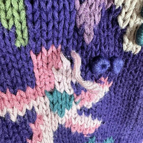 Vintage 90's Floral Rami Cotton Long Line Sweater Womans Small Fairycore Cottage - Picture 9 of 11